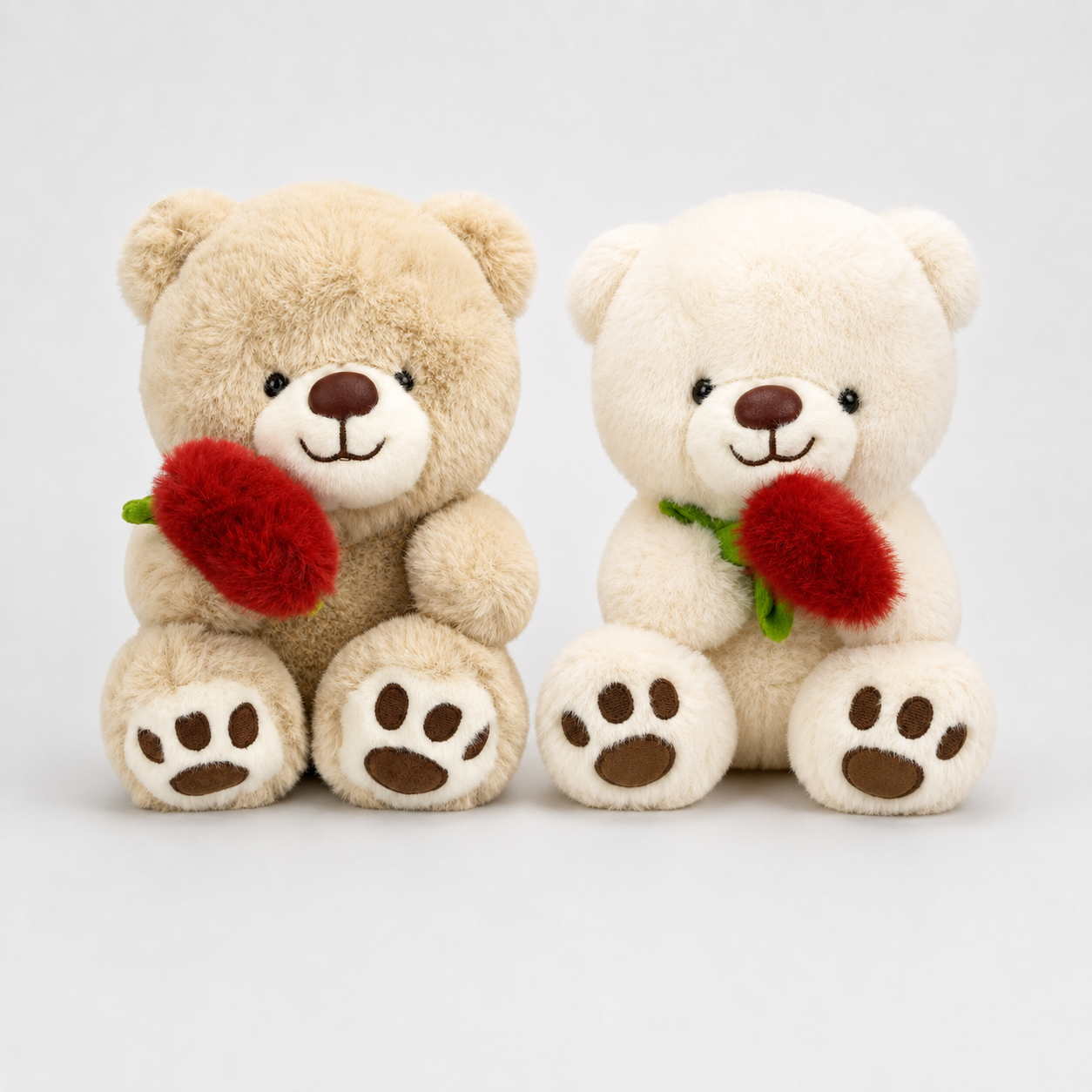 Ursinho de Pelúcia com Rosa de Coração em Pelúcia 30 Cm