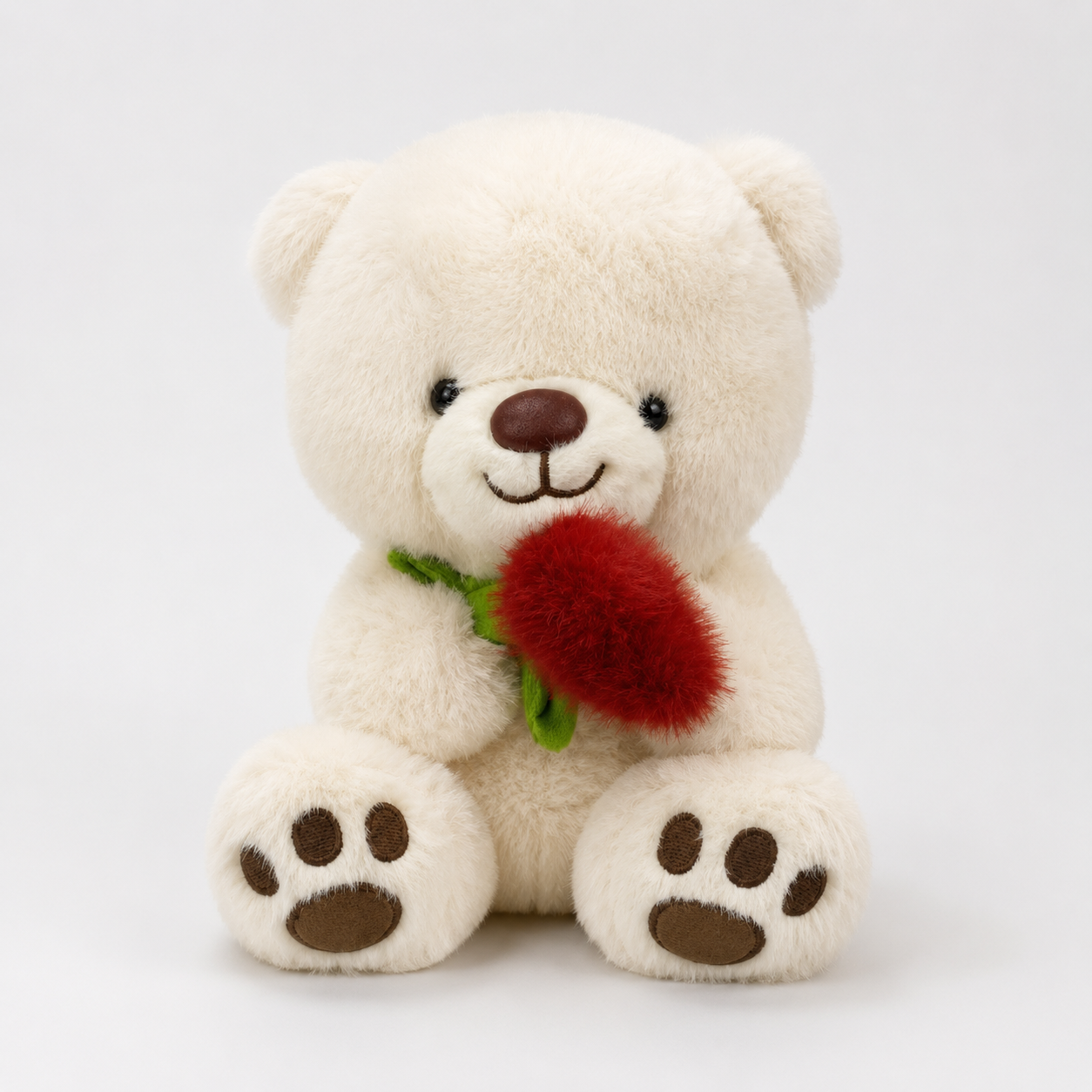 Ursinho de Pelúcia com Rosa de Coração em Pelúcia 30 Cm