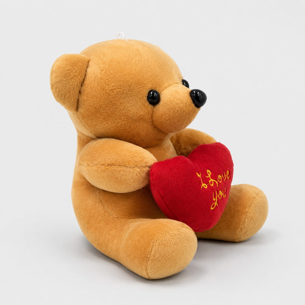 Ursinho 18 cm Com Coração I Love You em Poliéster e Cordinha