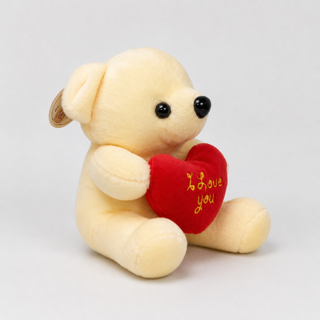 Ursinho 18 cm Com Coração I Love You em Poliéster e Cordinha