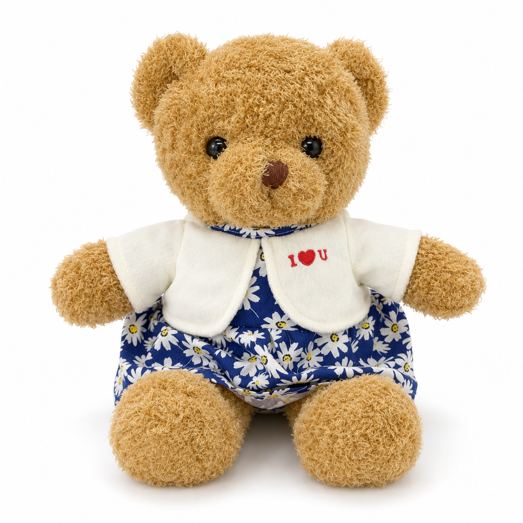 Ursa de Pelúcia com Roupinha Florida 38 cm