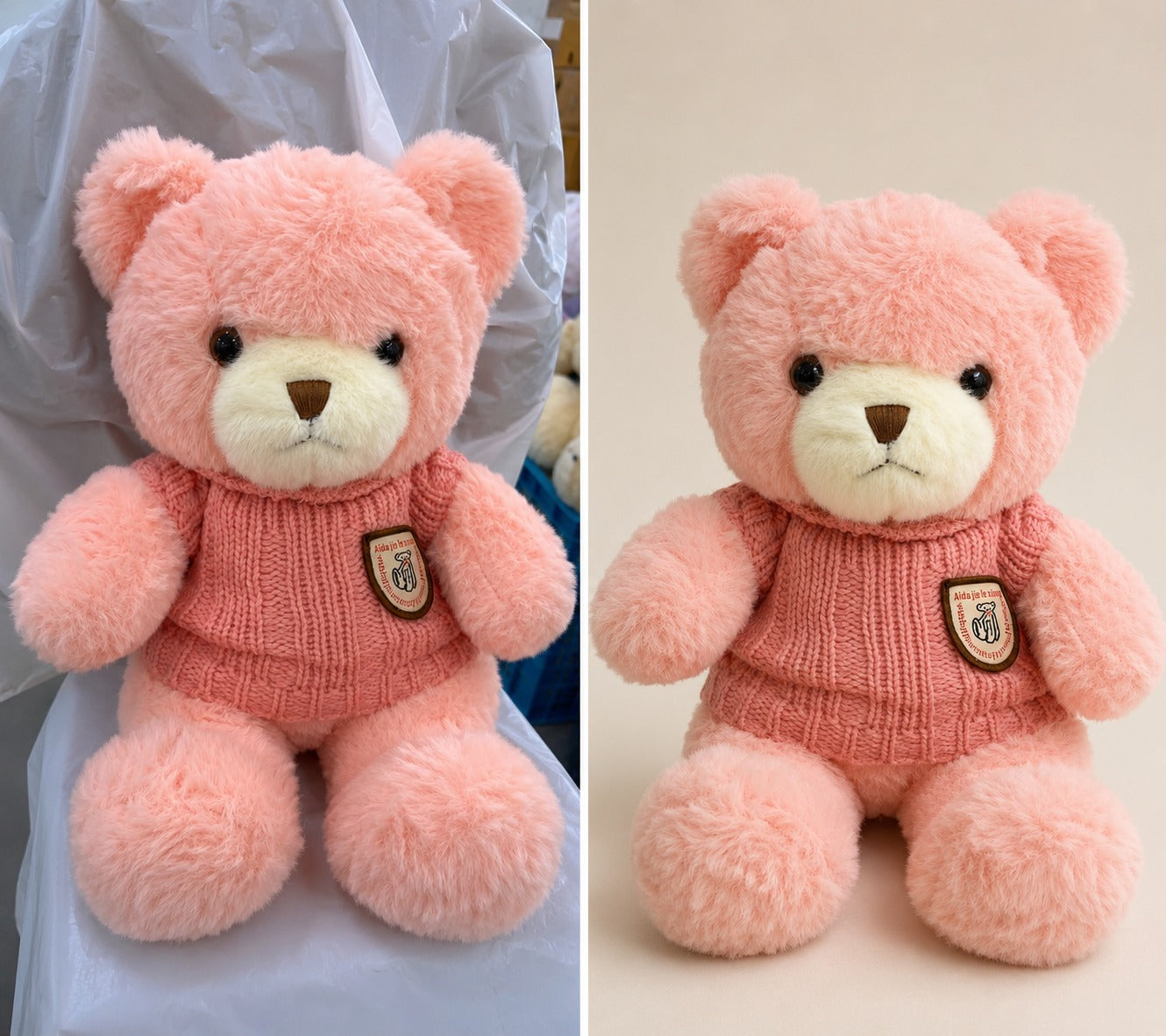 Urso de Pelúcia 30 cm com Blusa de Tricô Macio - Mix Cores