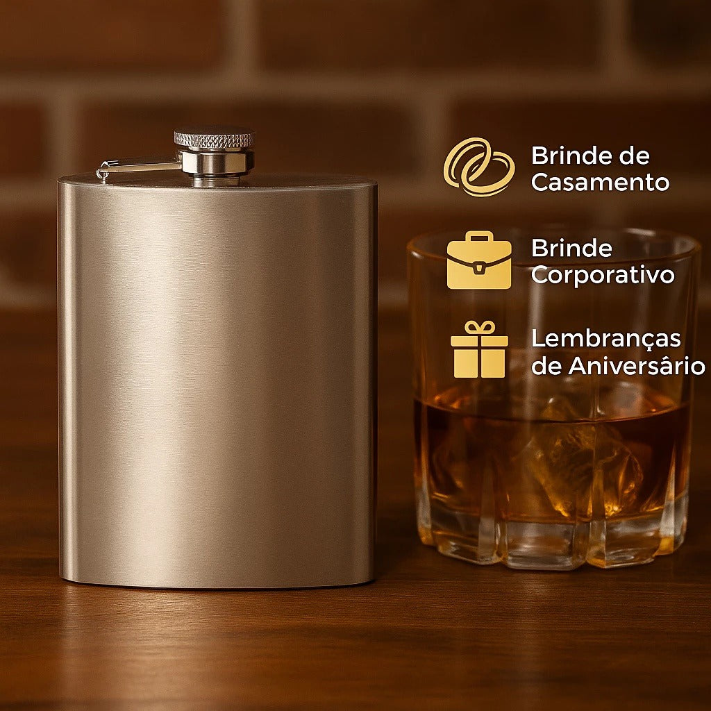 Cantil De Bolso 230ml Porta Bebida Em Aço Inox Clássico