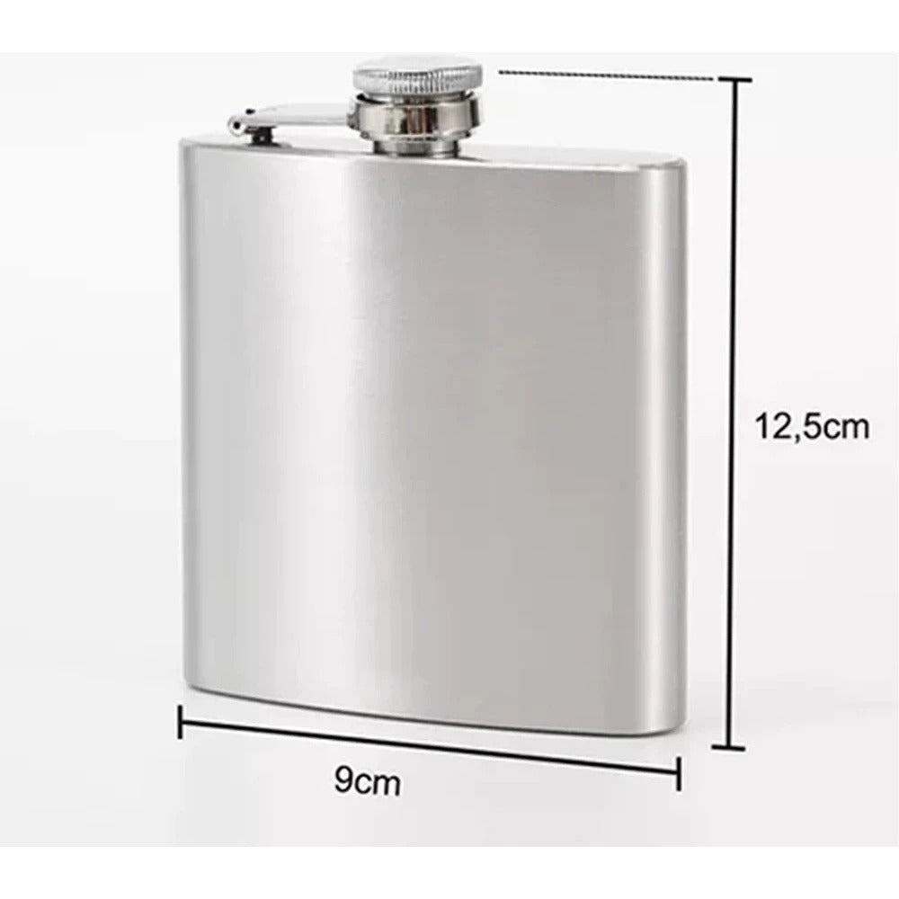 Cantil De Bolso 230ml Porta Bebida Em Aço Inox Clássico