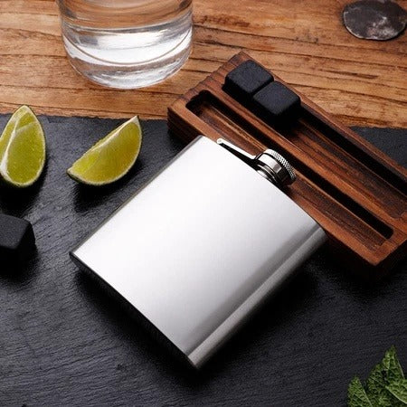Cantil De Bolso 230ml Porta Bebida Em Aço Inox Clássico