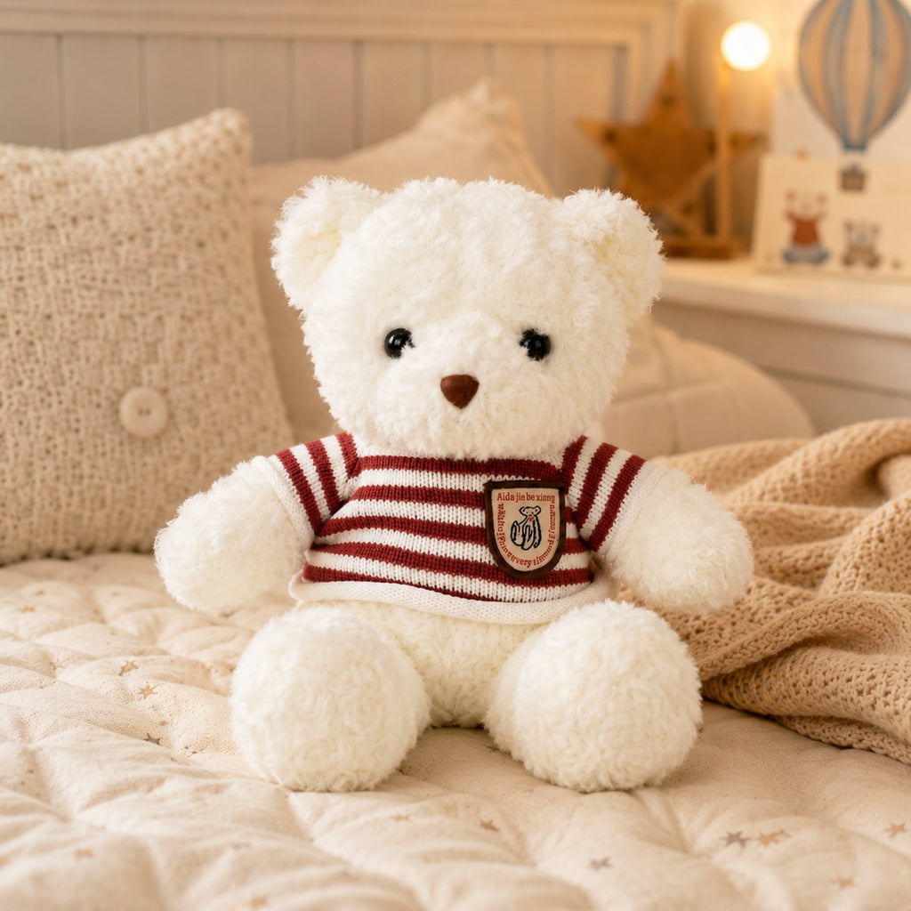 Urso de Pelúcia com Roupinha Listrada 30cm Fofinho
