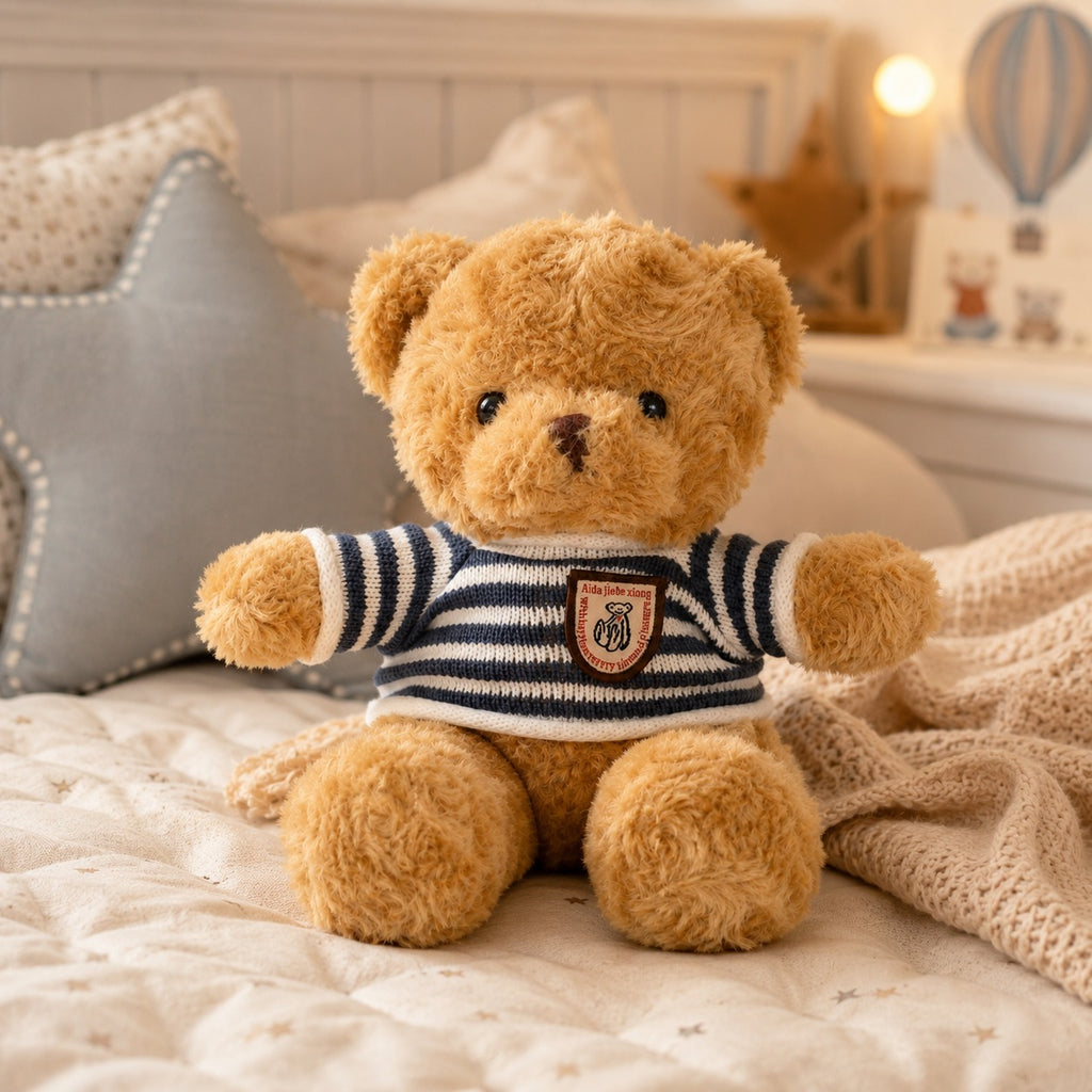 Urso de Pelúcia com Roupinha Listrada 30cm Fofinho
