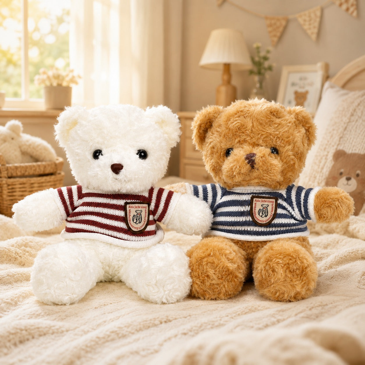 Urso de Pelúcia com Roupinha Listrada 30cm Fofinho