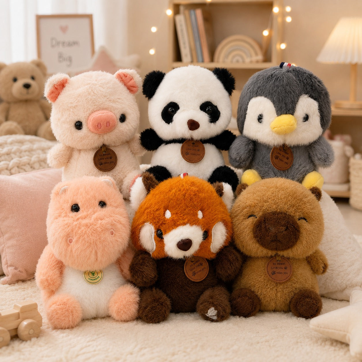 Bichinhos de Pelúcia 20cm com Colar Decorativo bem Fofinhos