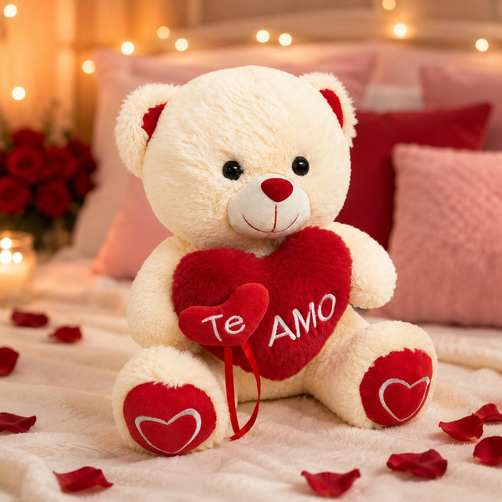 Urso de Pelúcia 50 Cm Com Coração ''Te Amo'' Romântico