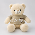 Urso de Pelúcia 50cm Com Suéter Bege Rosa e Branco