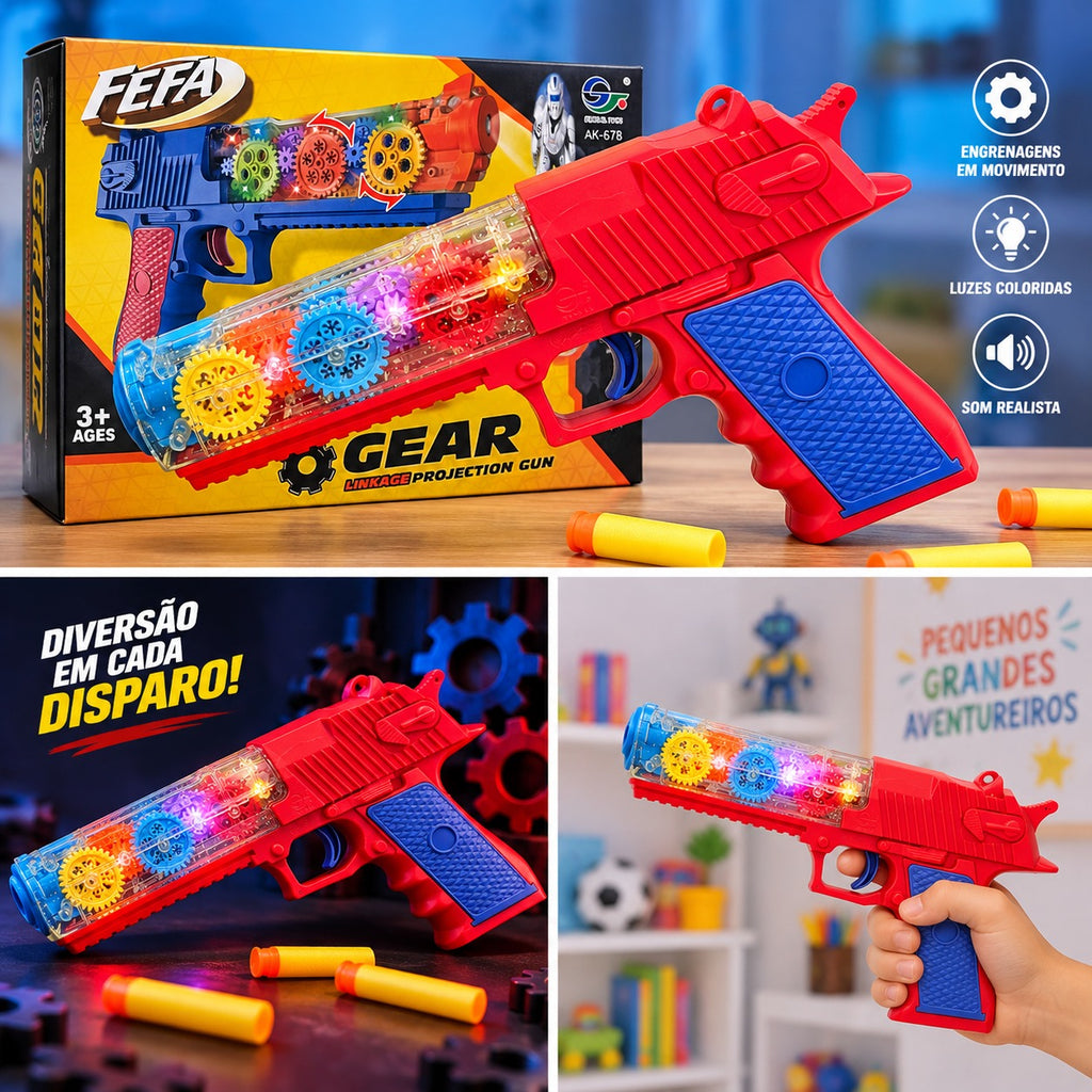 Brinquedo Arma de Plástico com Luzes e Flash Robotic Music