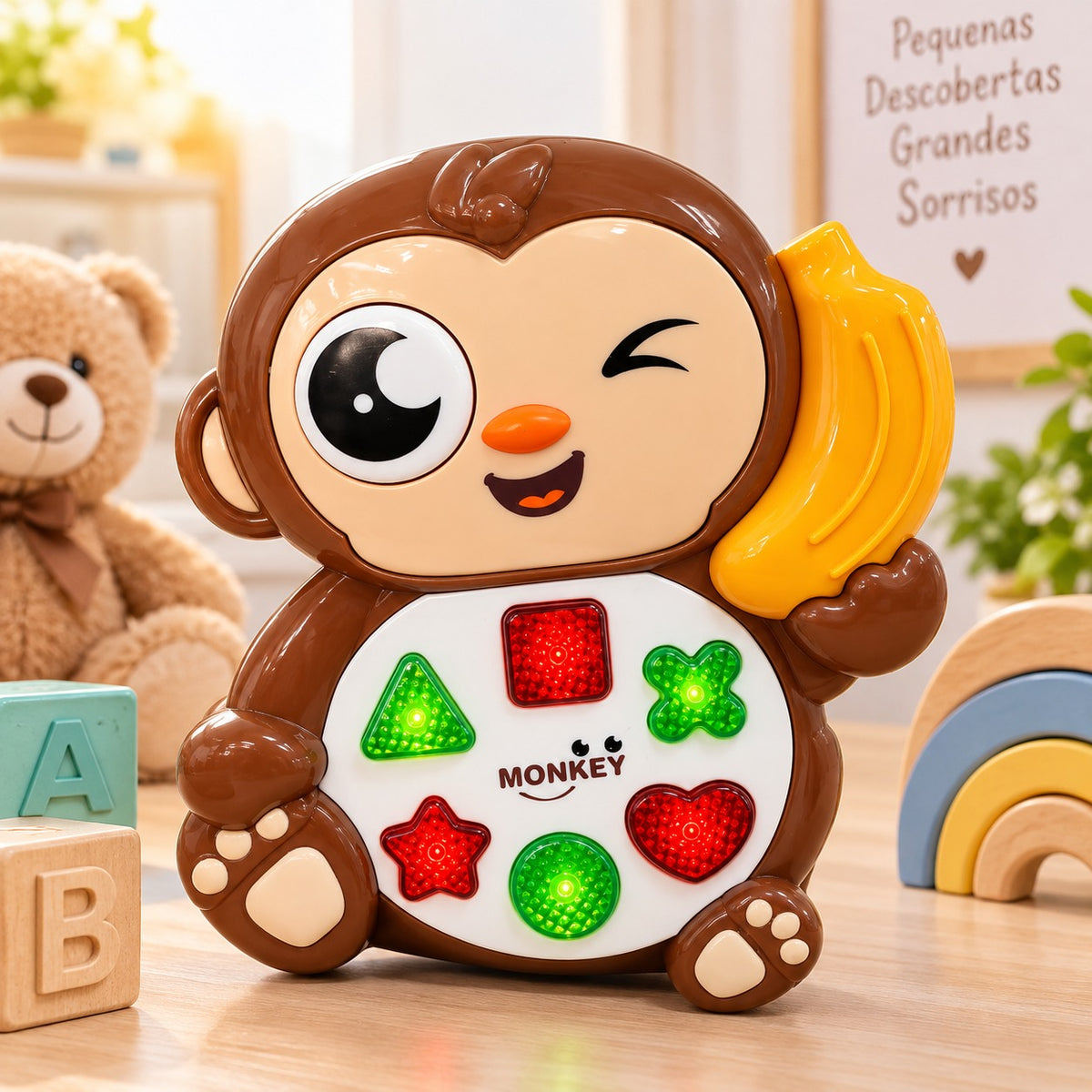 Teclado Musical Infantil Macaco – Brinquedo Educativo com Sons
