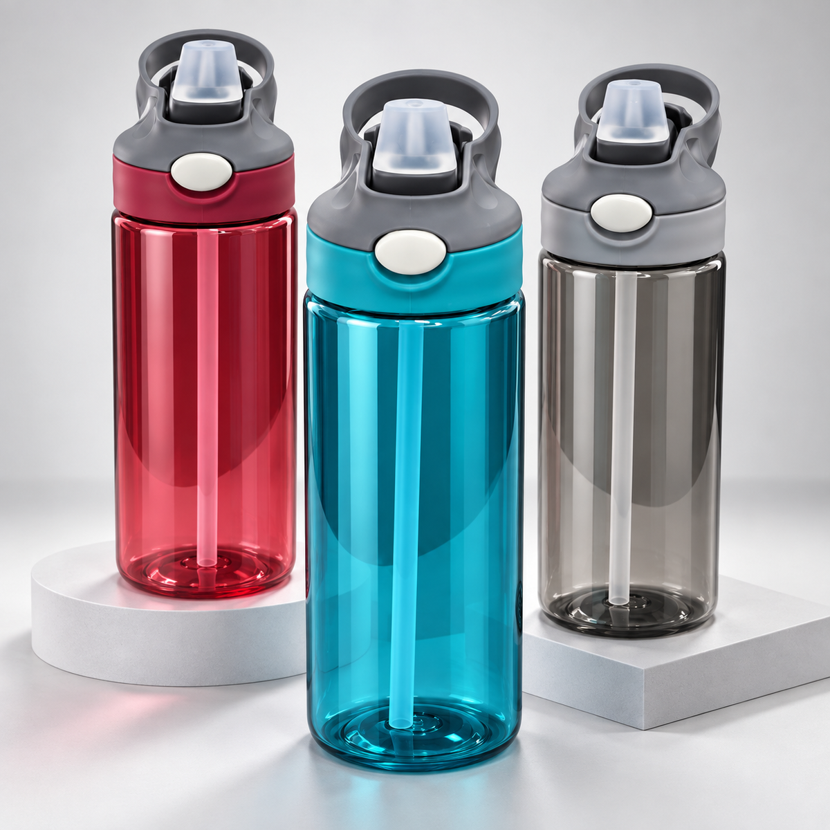 Garrafa Fitness 700ML Com Tampa Automática Com Botão e Alça