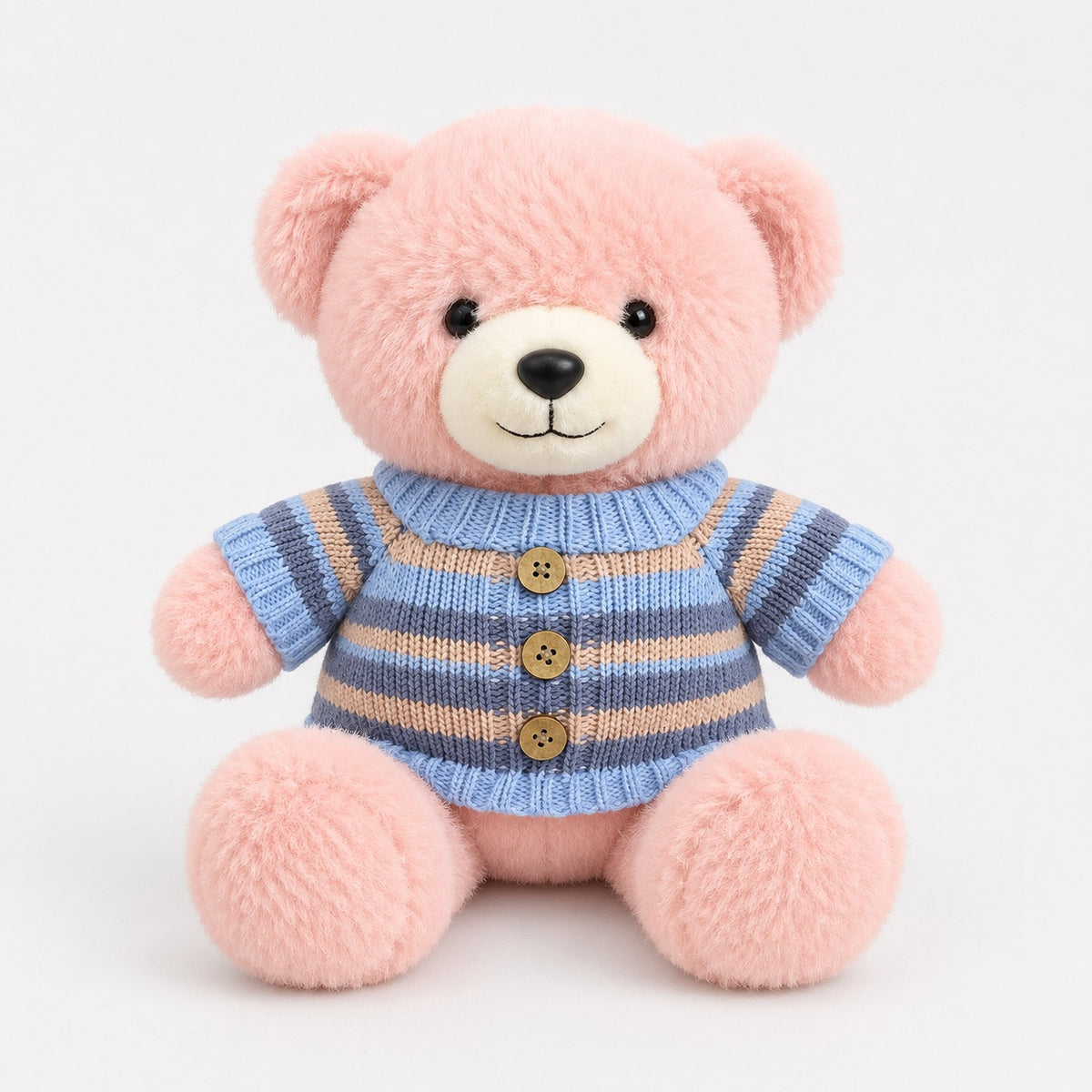 Ursinho de Pelúcia 30Cm de Roupinha Marrom Branco e Rosa