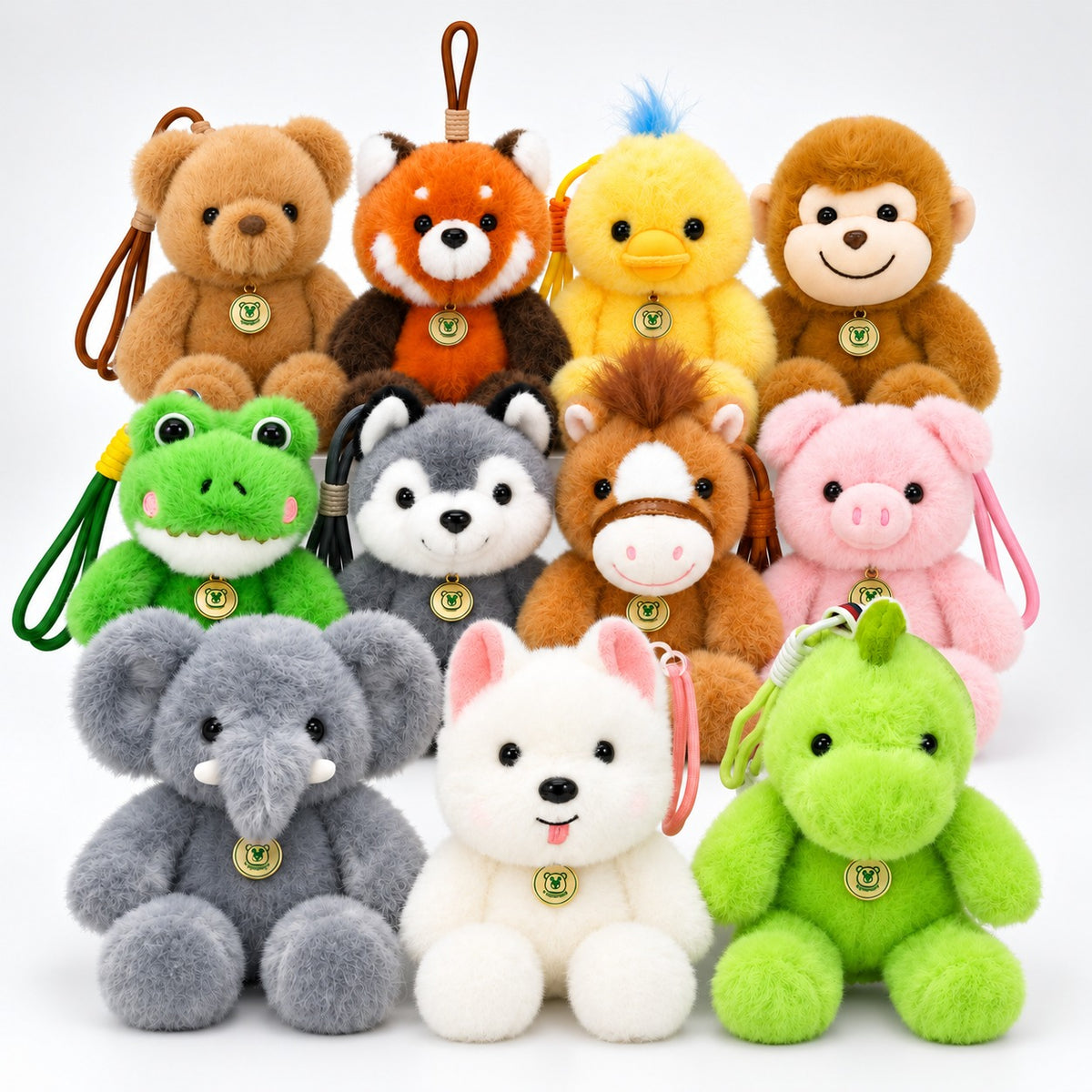 Bichinhos de Pelúcia Felpudos 17 Cm Com Cordão de Chaveiro