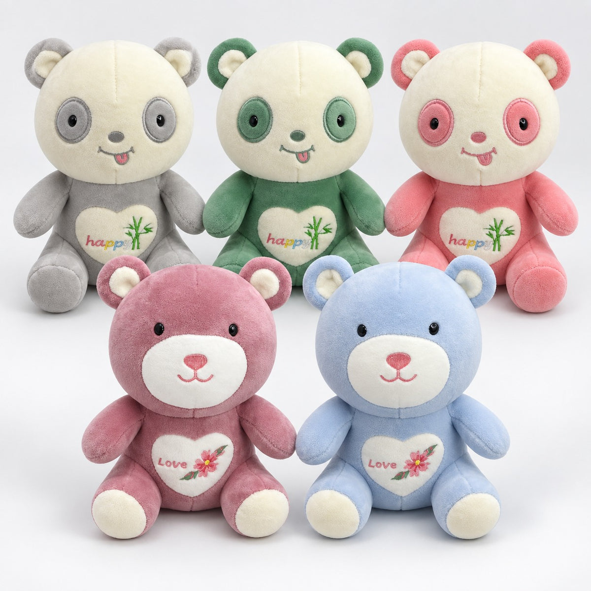 Ursinho de Pelúcia 20 cm com Coração Bordado – Mix de Modelos e Cores