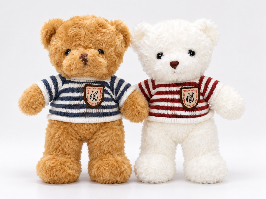 Urso de Pelúcia com Roupinha Listrada 30cm Fofinho
