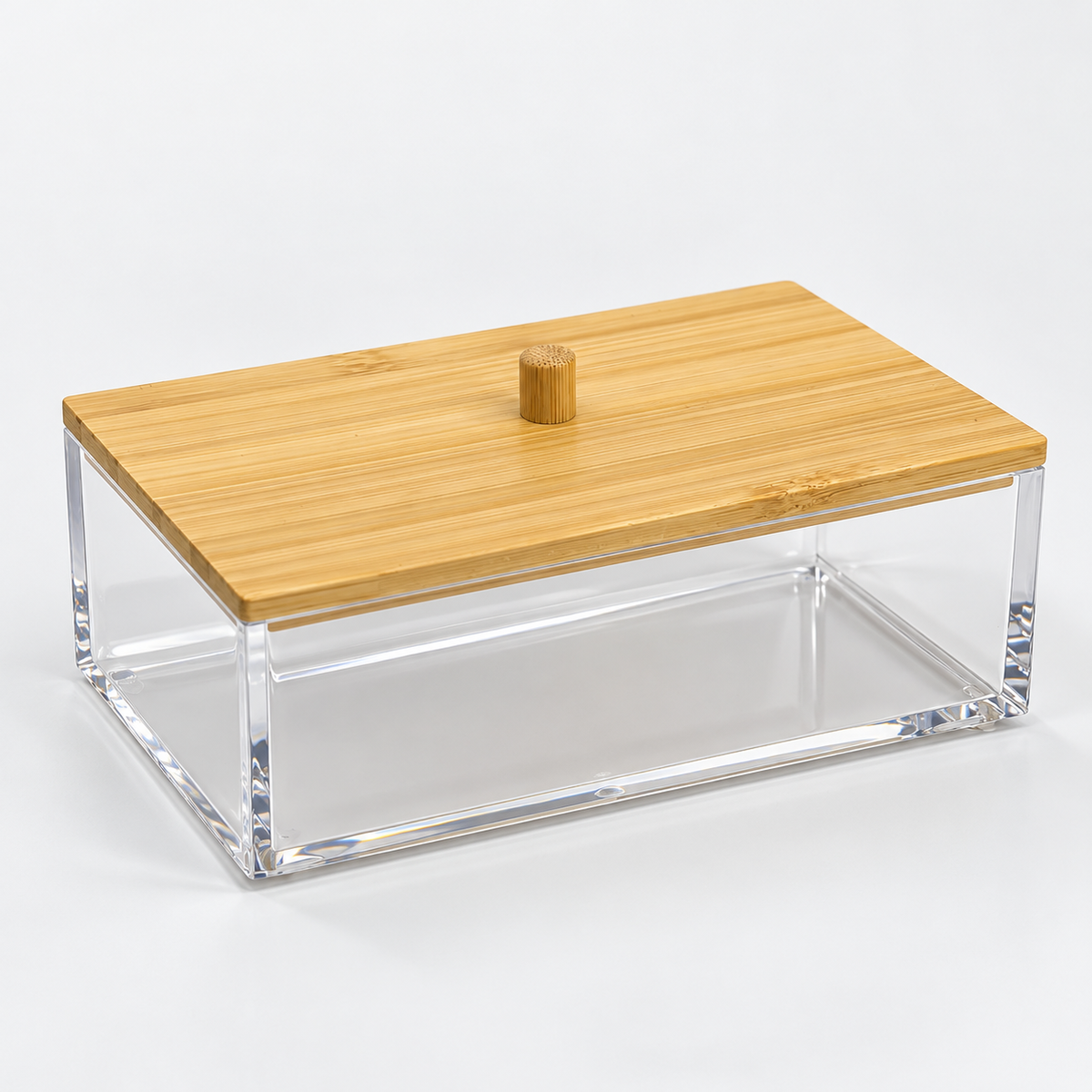 Organizador de Acrílico com Tampa de Bambu 16x10 Resistente