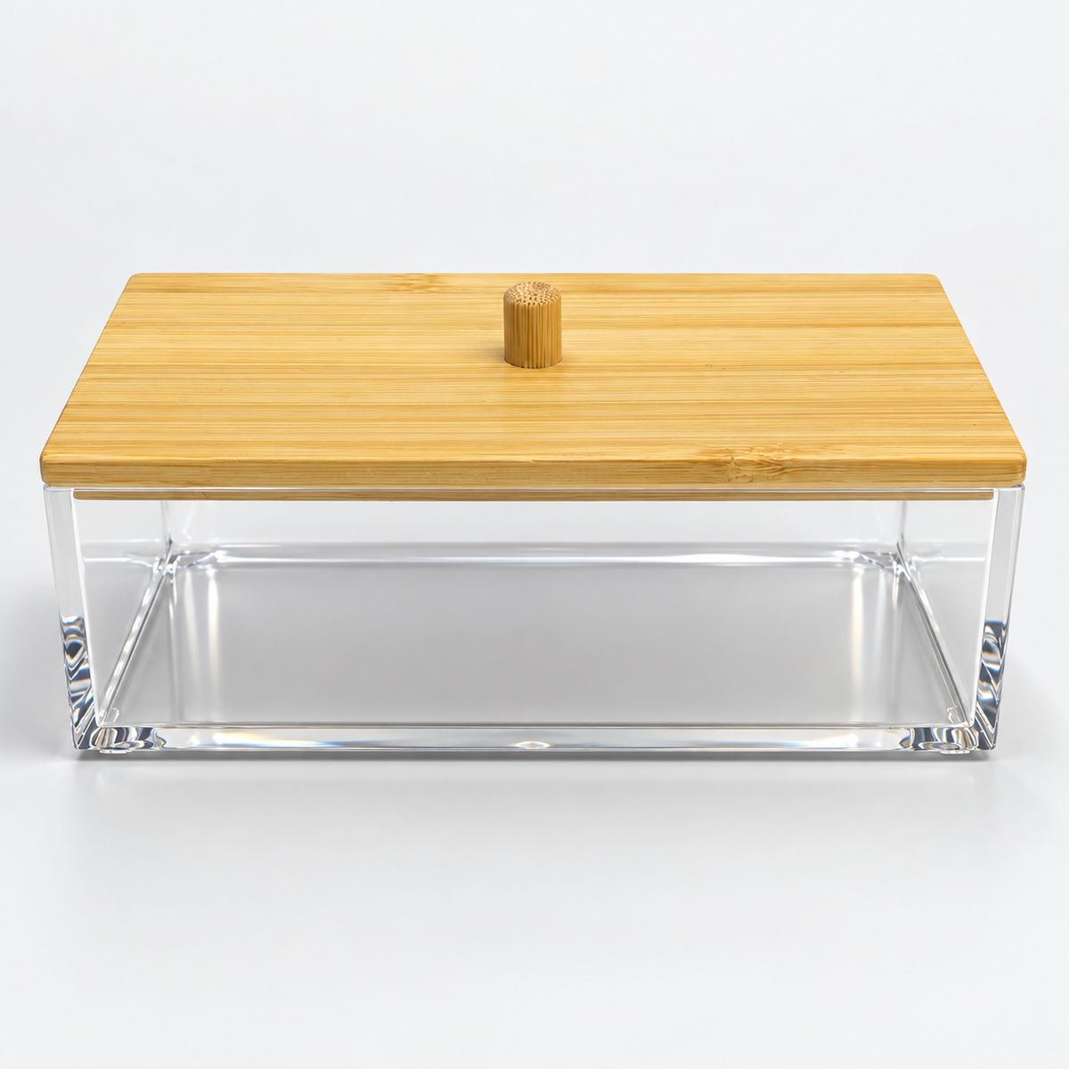 Organizador de Acrílico com Tampa de Bambu 16x10 Resistente