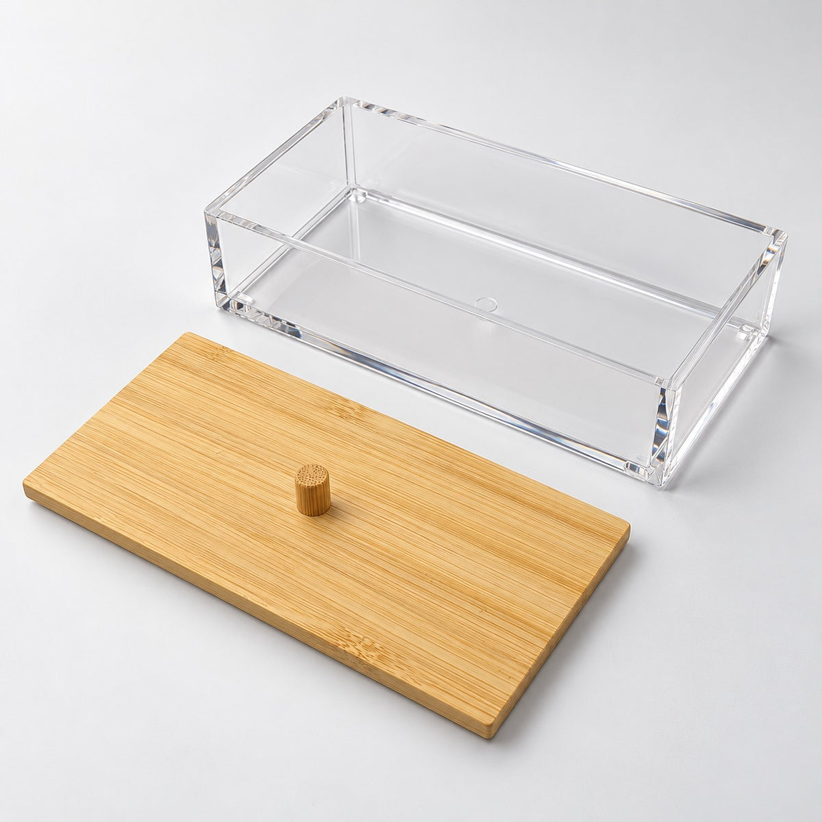 Organizador de Acrílico com Tampa de Bambu 16x10 Resistente