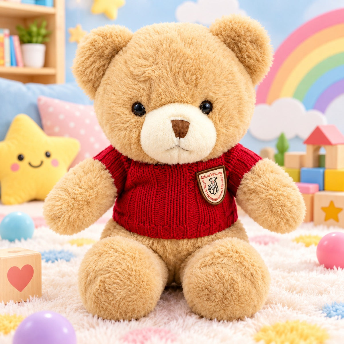 Urso de Pelúcia 35 cm com Blusa de Tricô Macio - Mix Cores