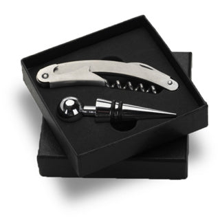 Kit Acessórios Para Vinho Com Abridor Saca Rolhas E Estojo Preto
