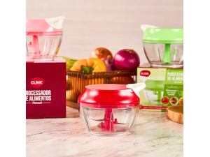 Processador e triturador de alimentos manual design colorido (480ml) - clink