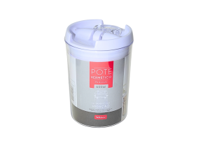 Pote herméticos para alimentos em plástico branco - wellmix - 600ml
