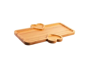 Petisqueira em bambu com 2  repartições de coração