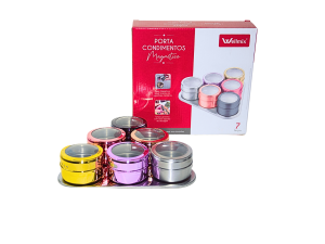 Porta condimento 6 c/ bandeja mix collorfull 4385- wellmix  