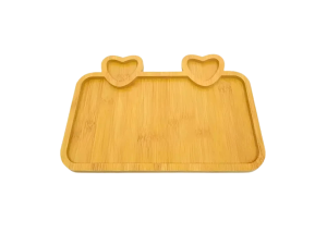 Petisqueira em bambu com 2  repartições de coração