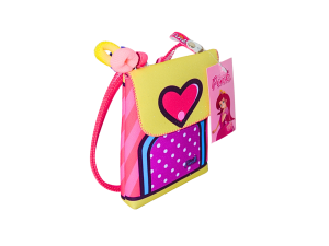 Bolsinha para meninas colorida coração - pink