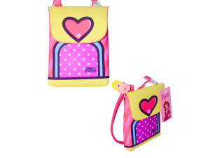 Bolsinha para meninas colorida coração - pink