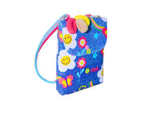 Bolsinha para meninas lateral - flores - pink