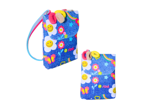 Bolsinha para meninas lateral - flores - pink