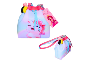 Bolsa saco para meninas c/ acessório para cabelo - unicórnio  princesa pink