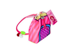 Bolsa saco infantil rosa com elásticos para cabelo - princesa pink