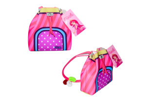 Bolsa saco infantil rosa com elásticos para cabelo - princesa pink