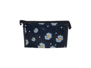 Necessaire minimalista preta floral