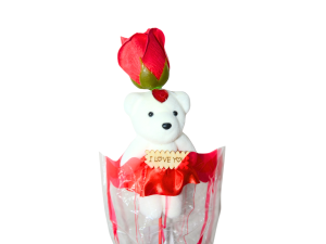 Rosa com ursinho para presentear - i love you