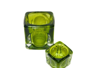Mini vaso de vidro e porta vela  - jade - dantas