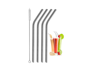 Kit de canudos ecológicos em inox com limpador - megagift