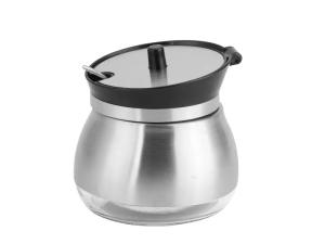Açucareiro com colher, açucareiro vidro inox, açucareiro ud171002, pote para açúcar, pote de vidro com colher, utensílio de cozinha.