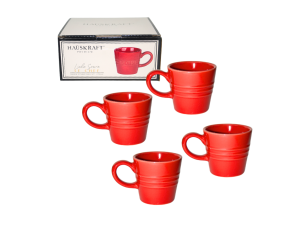 Jogo com 4 xíacaras de café premium - linha le chef - vermelhas - hauscraft