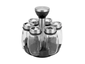 Kit porta condimentos 6 pcs + suporte giratório - unyhome