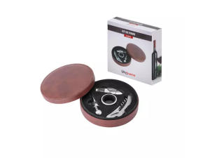 Kit de vinho c/4 peças com case – redondo - unygift