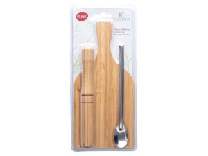 Kit completo para caipirinha em bambu e colher  inox - clink
