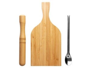 Kit completo para caipirinha em bambu e colher  inox - clink
