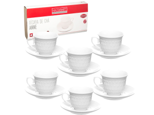 Jogo de xícaras anne c/6pçs (65ml) em porcelana  - hauskraft - jgxc070/br